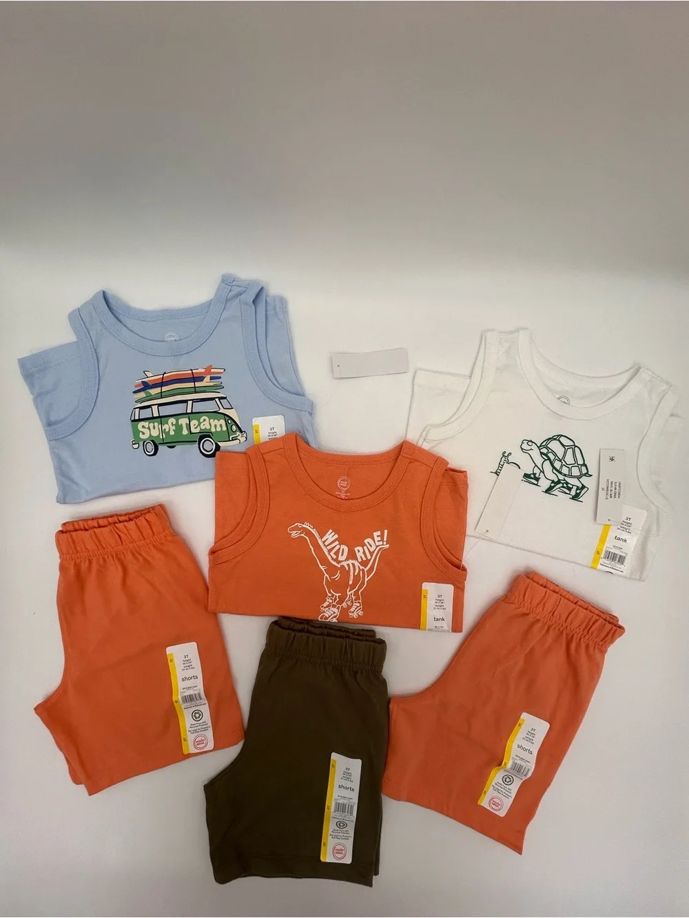 Wonder Nation Boys Toddler Jersey Shorts and Tank Top Set of 3, Size 3T